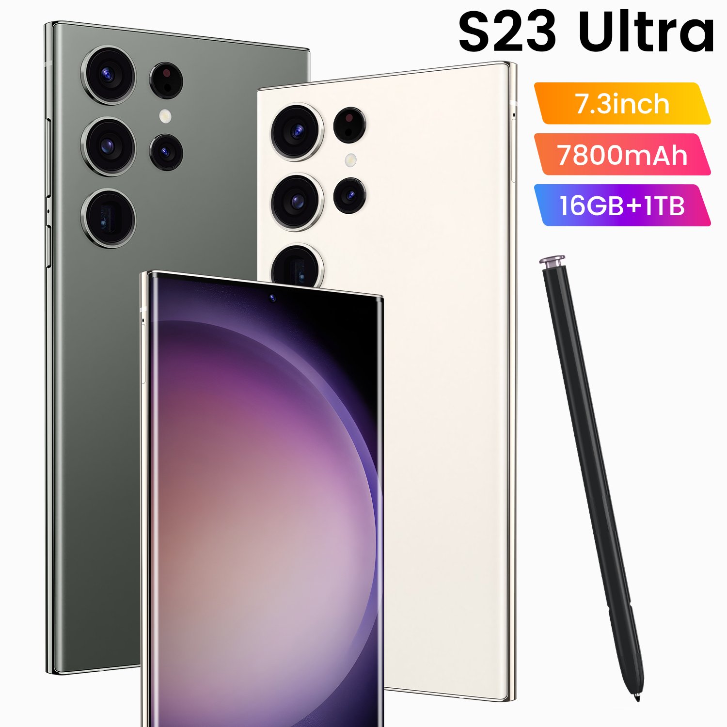Global Version S23 ultra phone 16GB+1TB Full Screen Mobile Phone 7.3Inch HD Cellphones 8000mAh 3G/4G/5G Gaming Smartphones